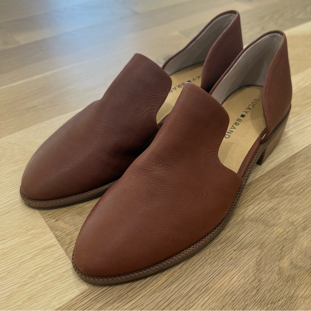 Lucky Brand Women’s Brown Leather Slip-On Mules
